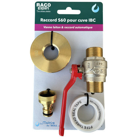 Raccord S60x6 laiton / Vanne / Raccord auto male - B Raccord S60x6 laiton / Vanne / Raccord auto male - B