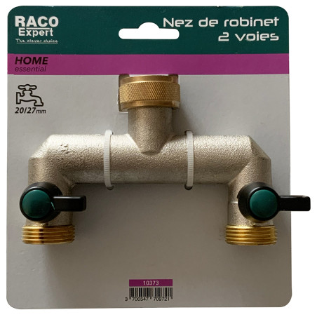 Nez de robinet laiton 2 voies larges 20x27 - B Nez de robinet laiton 2 voies larges 20x27 - B
