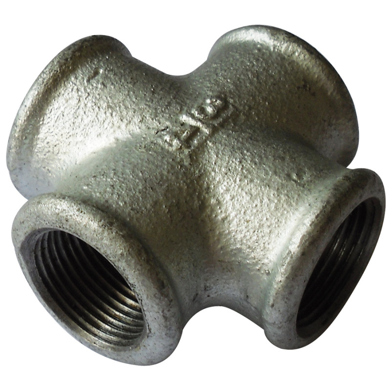 Croix égale taraudée fonte galva - 20x27 - V