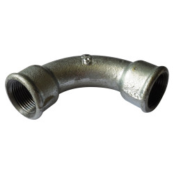 Coude égal taraudé grand rayon fonte galva - 26x34 - V