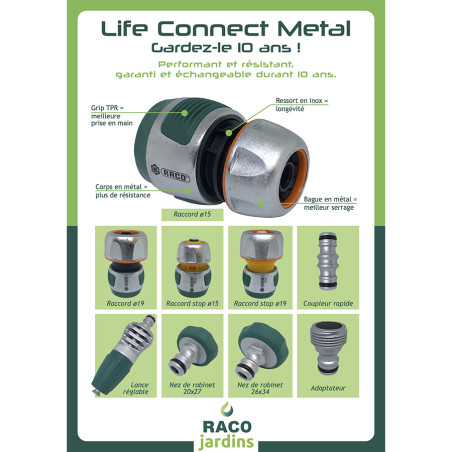 Raccord rapide tri-matières Stop Métal 19mm (55100) - B