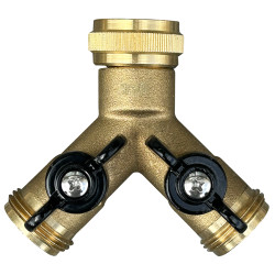 Nez de robinet double 20x27 avec vanne - V