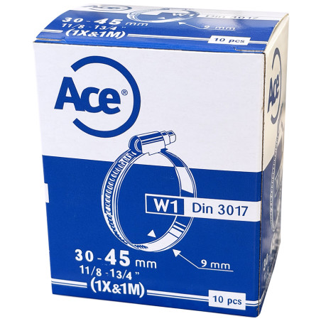 Boite 10 colliers bande acier W1 - 9mm - 30-45mm