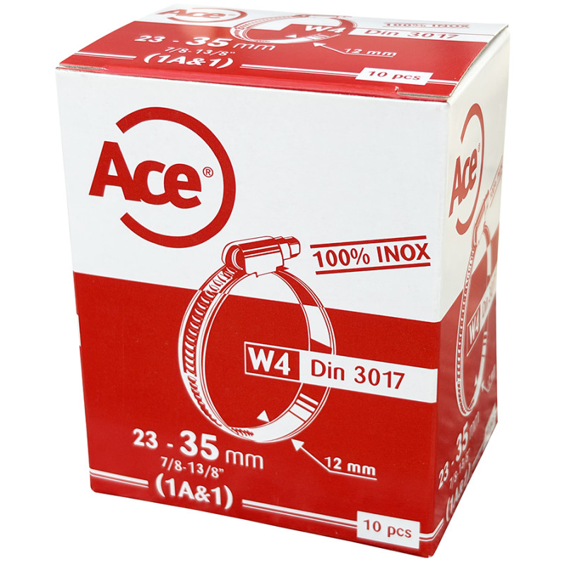 Boite 10 colliers bande inox W4 - 12mm - 23-35mm