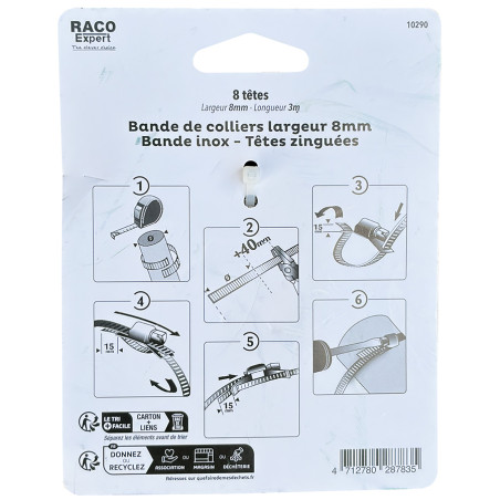 Colliers au mètre acier W1 - 8mm (8 têtes) carte