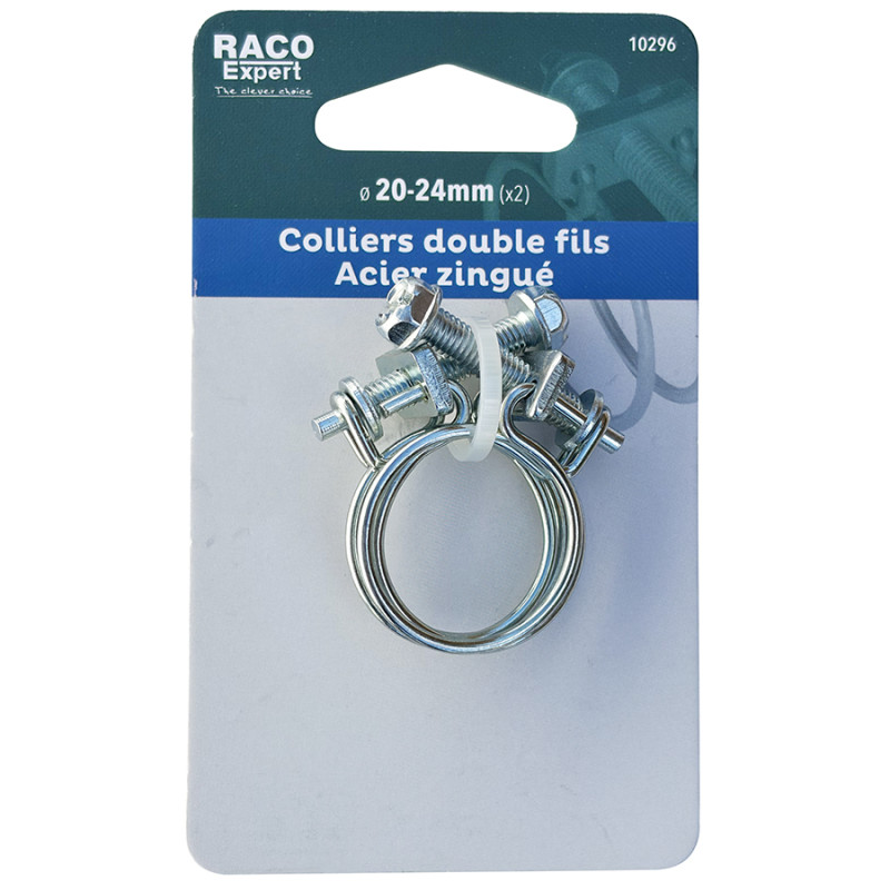 Colliers doubles fils acier W1 - 20-24mm (x2) carte