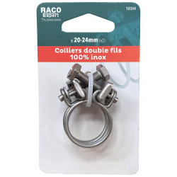 Colliers doubles fils inox W4 - 20-24mm (x2) carte
