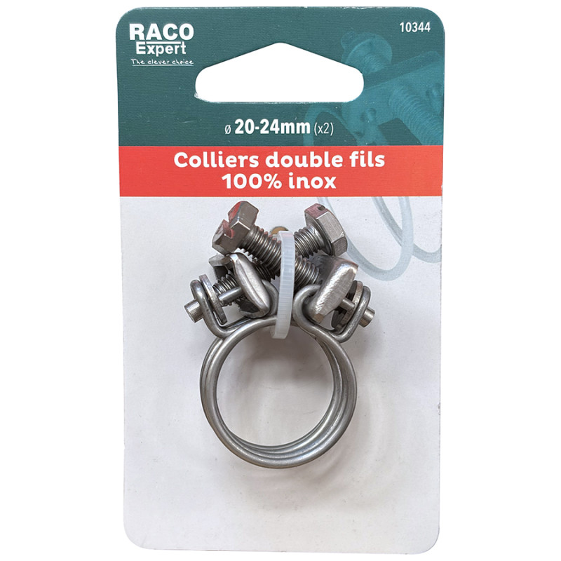 Colliers doubles fils inox W4 - 20-24mm (x2) carte