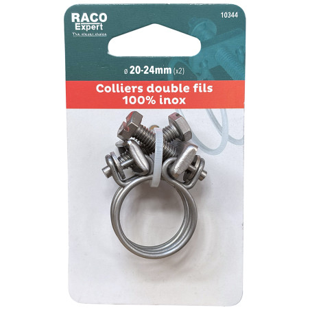 Colliers doubles fils inox W4 - 20-24mm (x2) carte
