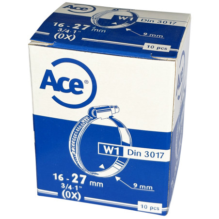 Boite 10 colliers bande acier W1 - 9mm - 16-27mm