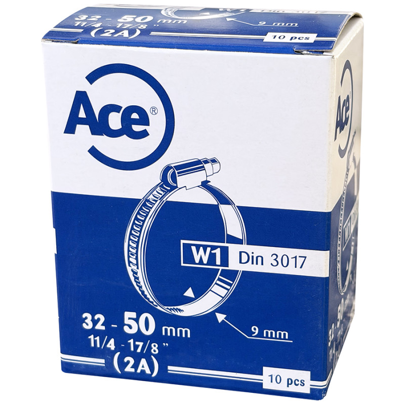 Boite 10 colliers bande acier W1 - 9mm - 32-50mm