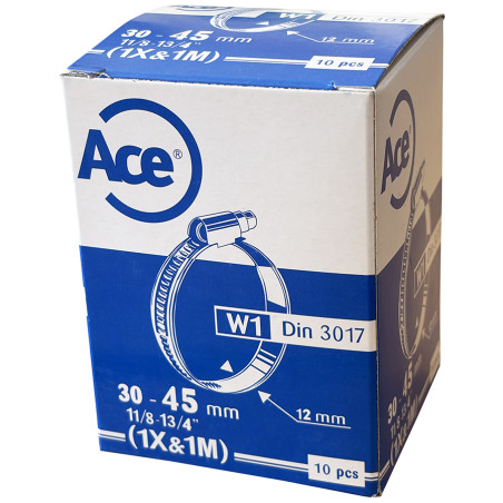Boite 10 colliers bande acier W1 - 12mm - 30-45mm