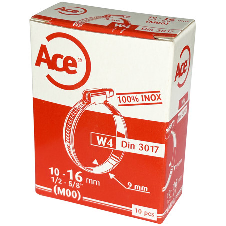Boite 10 colliers bande inox W4 - 9mm - 10-16mm