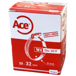 Boite 10 colliers bande inox W4 - 9mm - 20-32mm