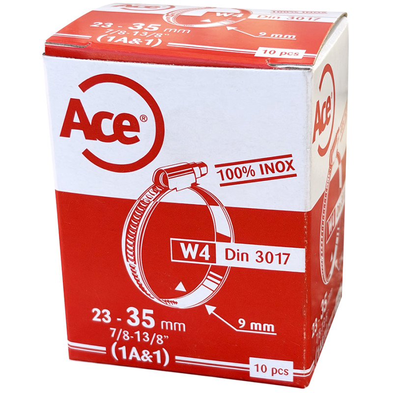 Boite 10 colliers bande inox W4 - 9mm - 23-35mm