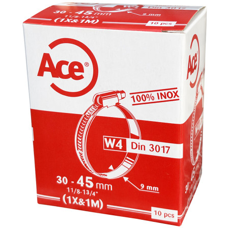Boite 10 colliers bande inox W4 - 9mm - 30-45mm