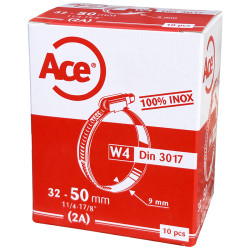 Boite 10 colliers bande inox W4 - 9mm - 32-50mm