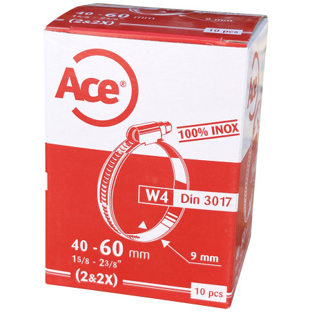 Boite 10 colliers bande inox W4 - 9mm - 40-60mm
