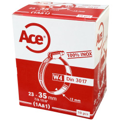 Boite 10 colliers bande inox W4 - 12mm - 23-35mm