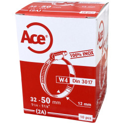 Boite 10 colliers bande inox W4 - 12mm - 32-50mm