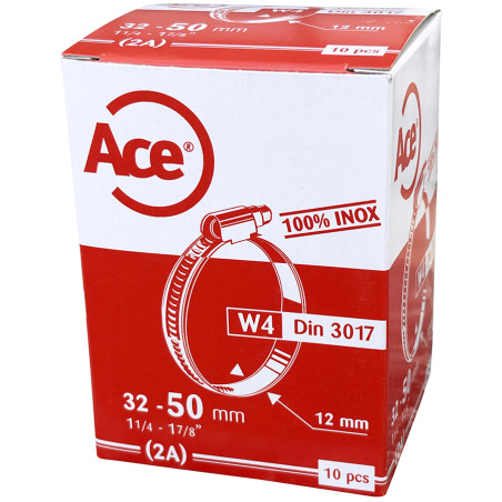 Boite 10 colliers bande inox W4 - 12mm - 32-50mm