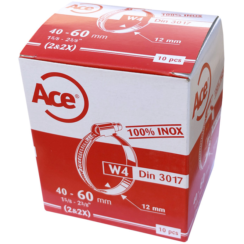 Boite 10 colliers bande inox W4 - 12mm - 40-60mm