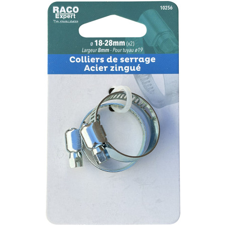 Carte 2 colliers bande acier W1 - 8mm - 18-28mm