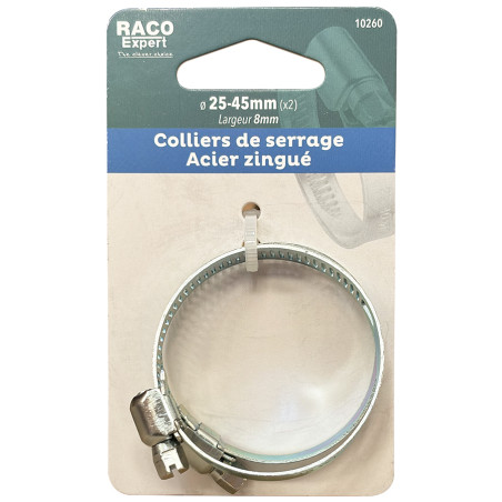 Carte 2 colliers bande acier W1 - 8mm - 25-45mm