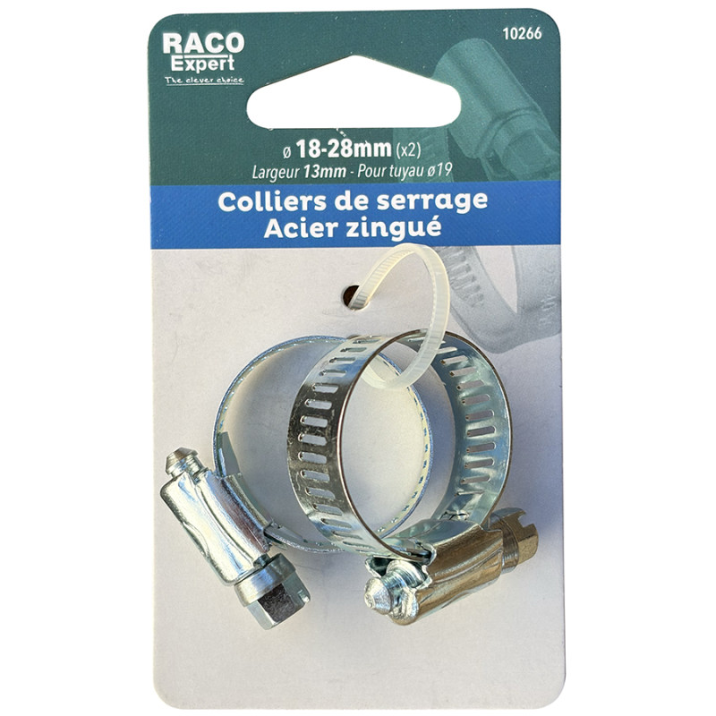 Carte 2 colliers bande acier W1 - 13mm - 18-28mm