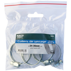 Sachet 4 colliers bande acier W1 - 8mm - 24-36mm