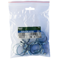 Assortiment 12 colliers W1 8mm (du 10-16 au 24-36) sachet