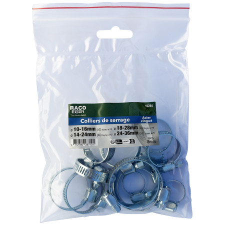 Assortiment 12 colliers W1 8mm (du 10-16 au 24-36) sachet
