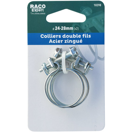 Colliers doubles fils acier W1 - 24-28mm (x2) carte