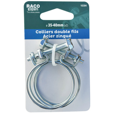Colliers doubles fils acier W1 - 35-40mm (x2) carte