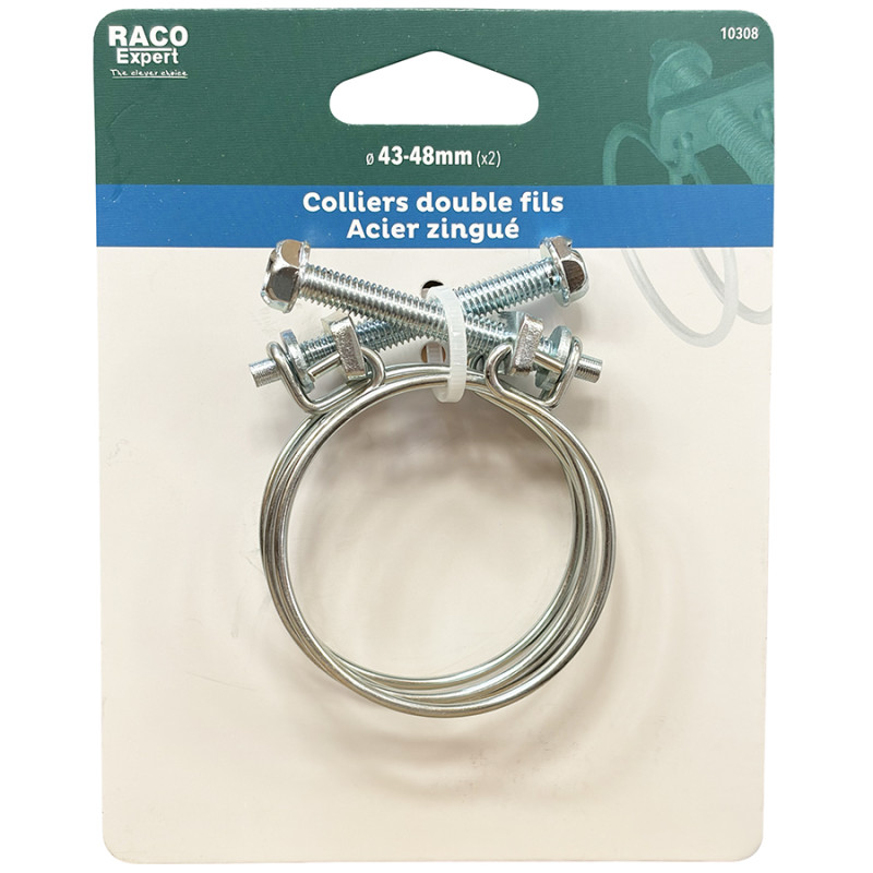Colliers doubles fils acier W1 - 43-48mm (x2) carte